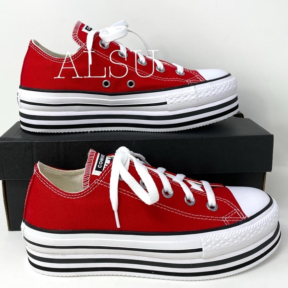 Converse Ctas Platform Layer Canvas Low Enamel Red - Picture 8 of 11